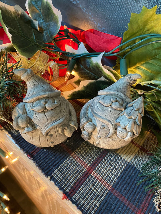 Handmade Pair of Santa Cement Statues