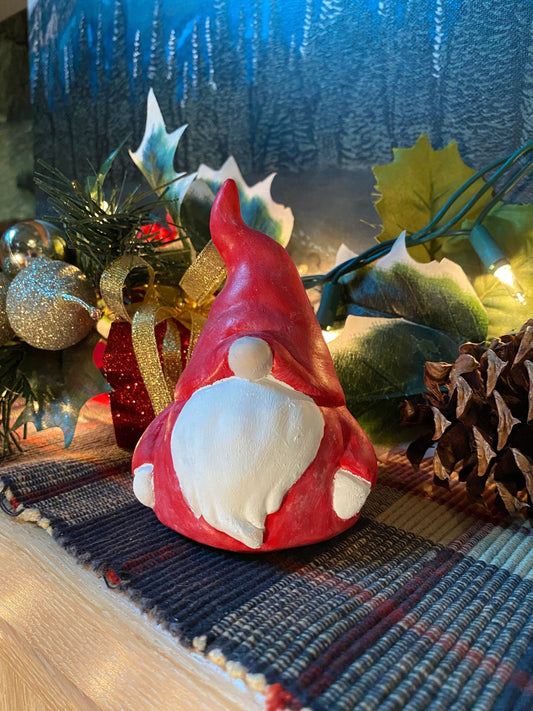 Handmade Cement Christmas Gnome Statue
