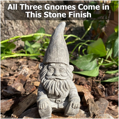 Handmade "The Three Gnomes" Matching Set Cement Statues